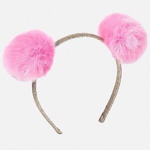 NEW Justice pink pom pom and silver glitter headband